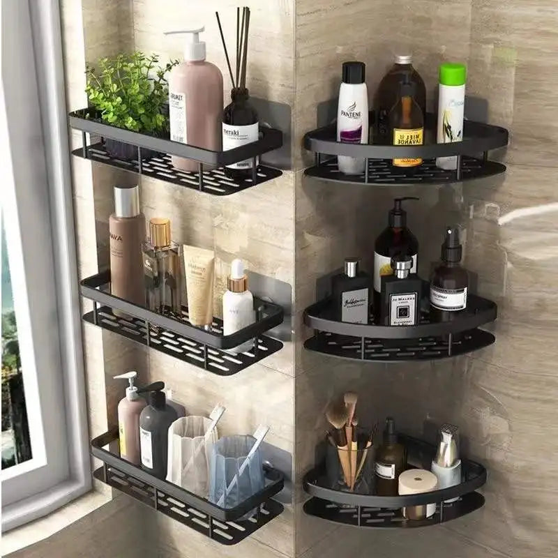 No-Drill Wall Mount Bathroom Corner Shelf