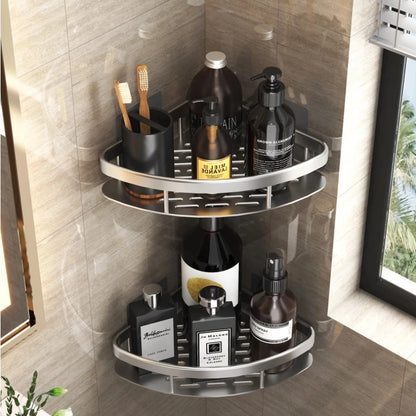 No-Drill Wall Mount Bathroom Corner Shelf