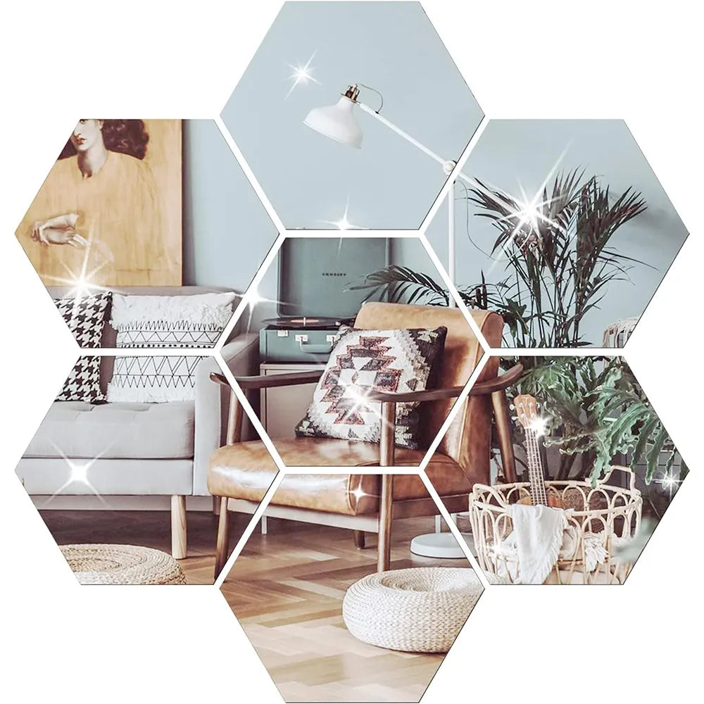 Hexagon Mirror Wall Sticker Set