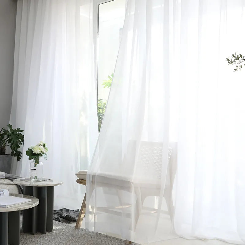 White Sheer Tulle Curtains