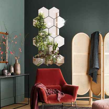 Hexagon Mirror Wall Sticker Set