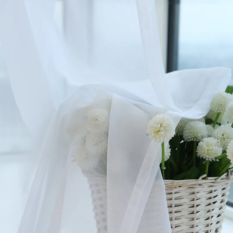 White Sheer Tulle Curtains