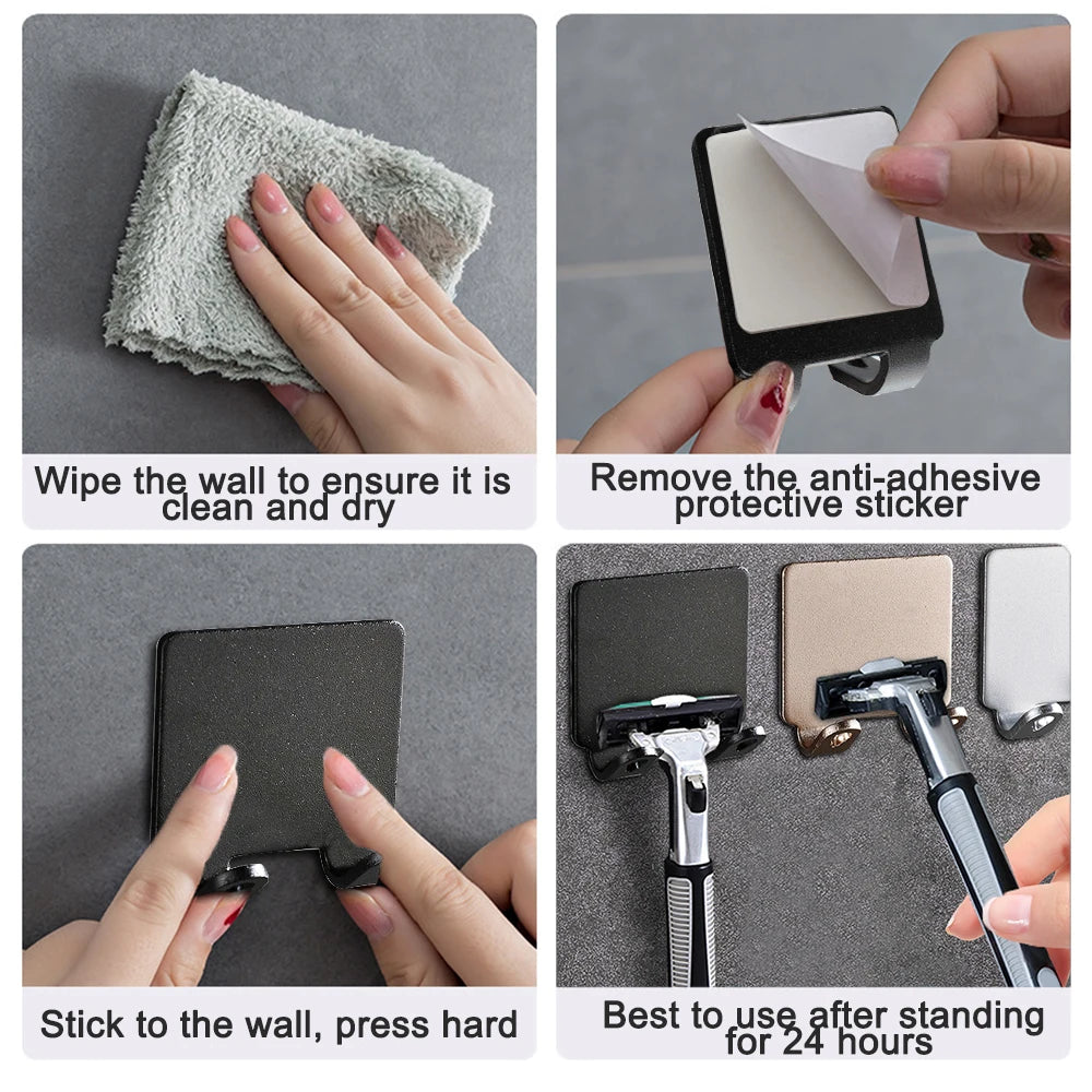 Punch-Free Razor Holder Wall Shelf