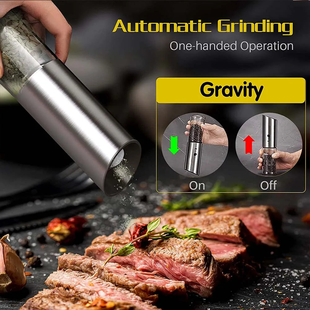 USB Rechargeable Electric Salt & Pepper Grinder Set