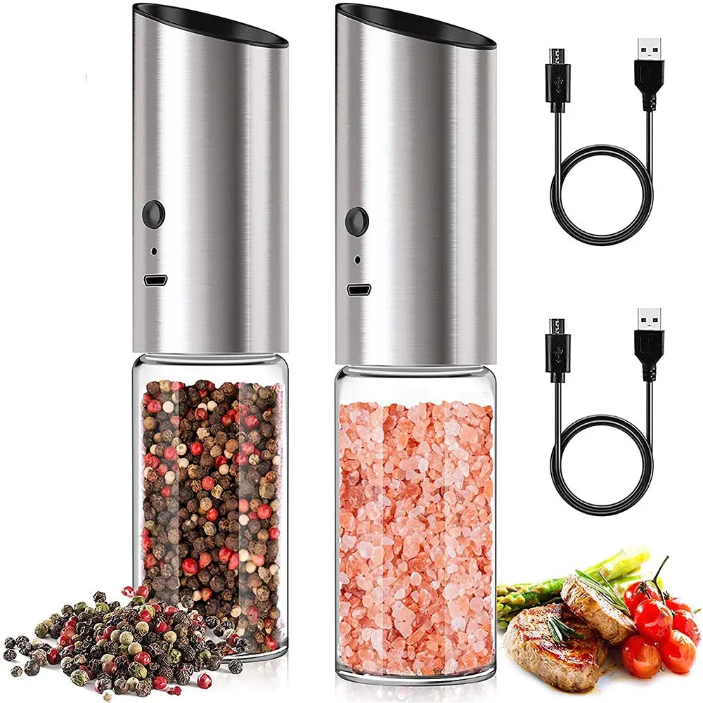 USB Rechargeable Electric Salt & Pepper Grinder Set